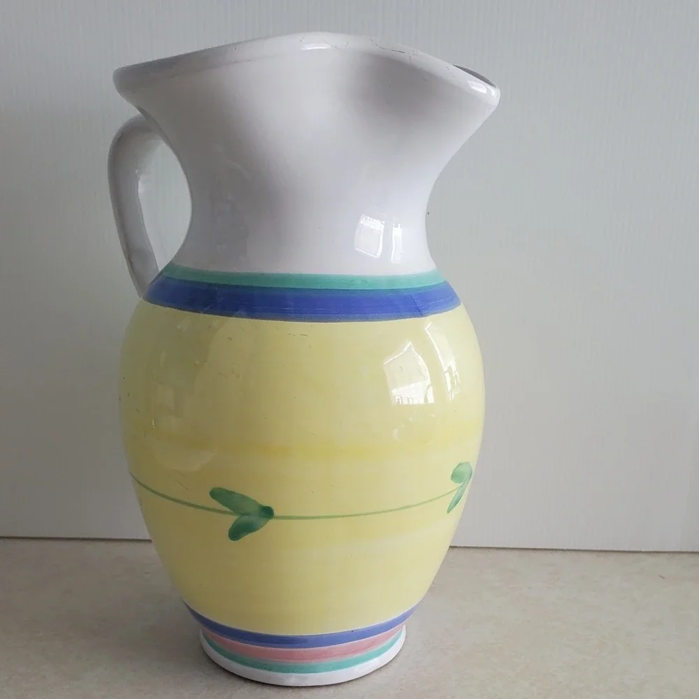 Caleca Ceramiche 64 OZ Pitcher Ceramic Carousel Hand Painted Country Cottage